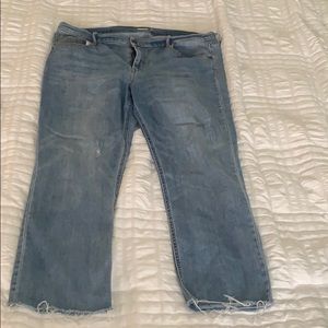 Distressed flare jeans plus size